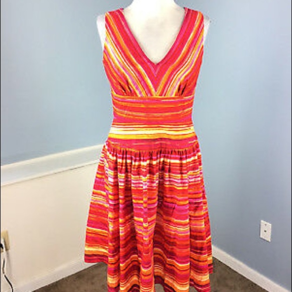 Calvin Klein Fit Flare dress cutout back Stripe